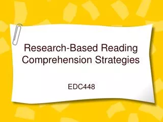 Research-Based Reading Comprehension Strategies