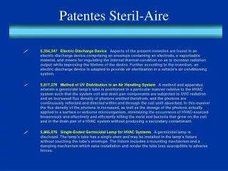 Patentes Steril-Aire