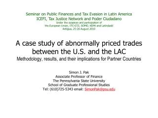 Seminar on Public Finances and Tax Evasion in Latin America