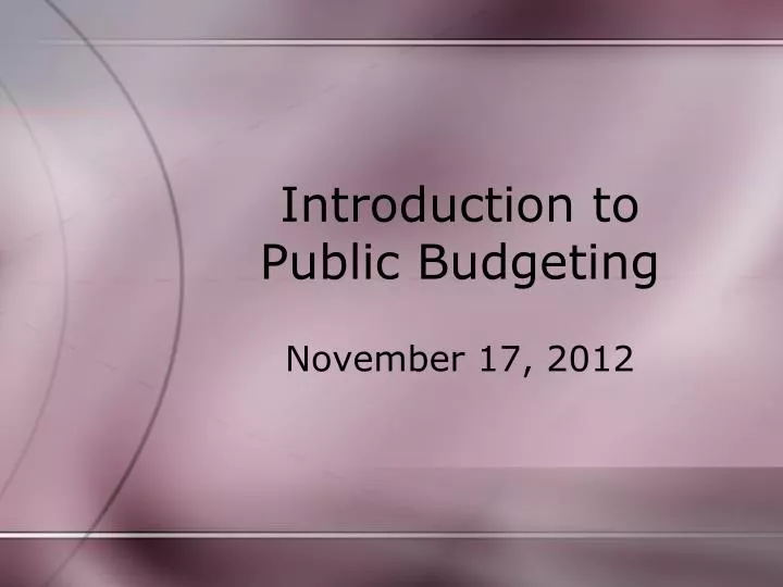 introduction to public budgeting