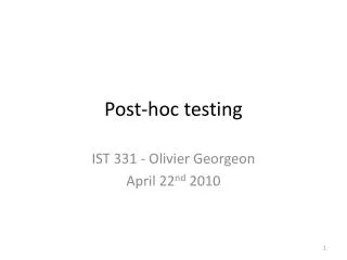 Post-hoc testing