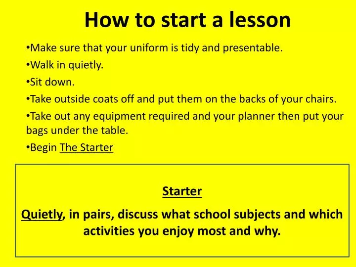 how to start a lesson