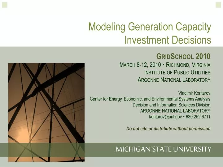 modeling generation capacity investment decisions