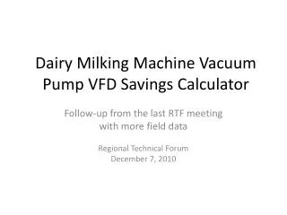 Dairy Milking Machine Vacuum Pump VFD Savings Calculator