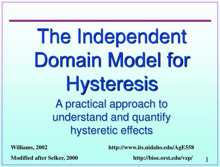 the independent domain model for hysteresis