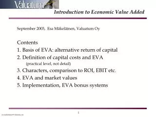 Introduction to Economic Value Added