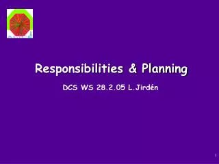 Responsibilities &amp; Planning