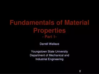 Fundamentals of Material Properties - Part 1-