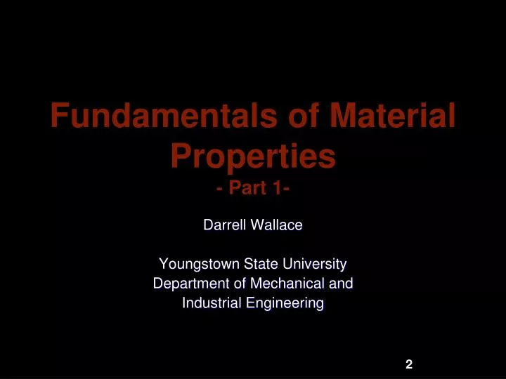 fundamentals of material properties part 1