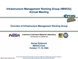 Infrastructure Management Working Group (IMWOG) Annual Meeting