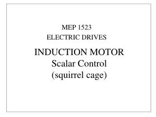 INDUCTION MOTOR Scalar Control (squirrel cage)