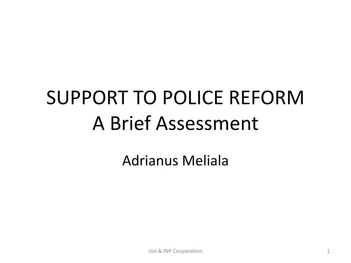 support to police reform a brief assessment