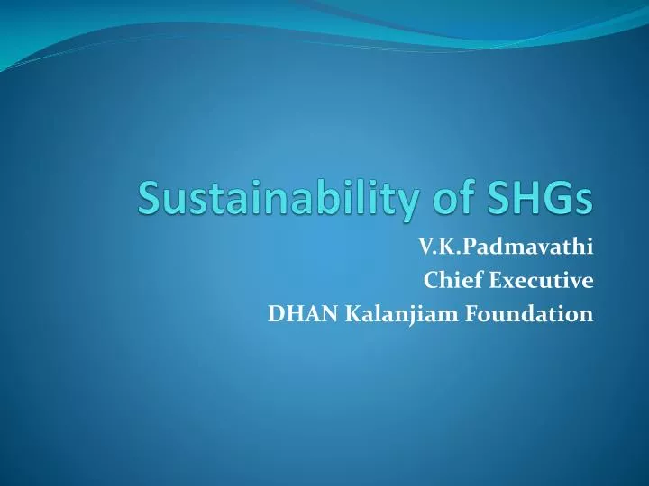 sustainability of shgs