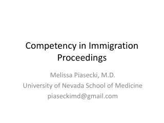 Competency in Immigration Proceedings