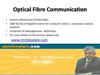 Optical Fibre Communication