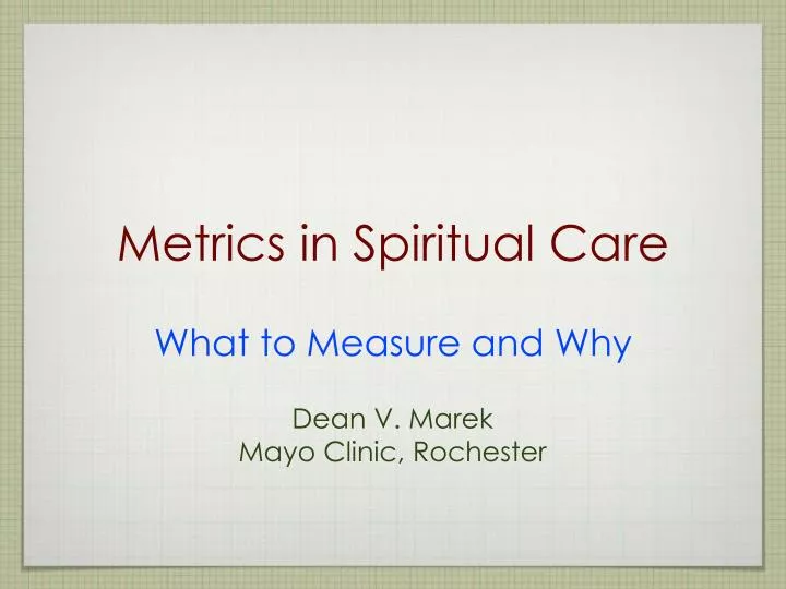 metrics in spiritual care