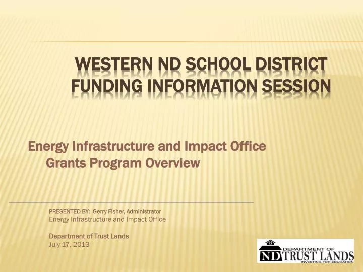 western nd school district funding information session