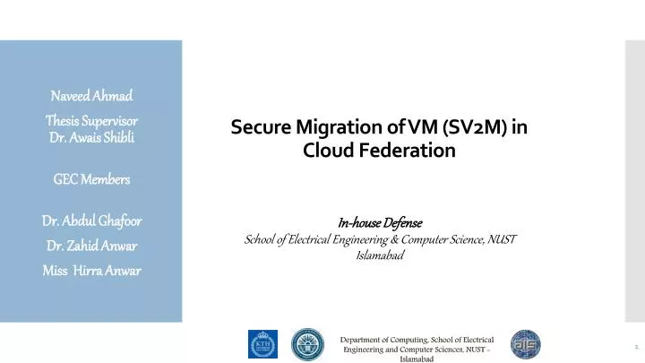 secure migration of vm sv2m in cloud federation
