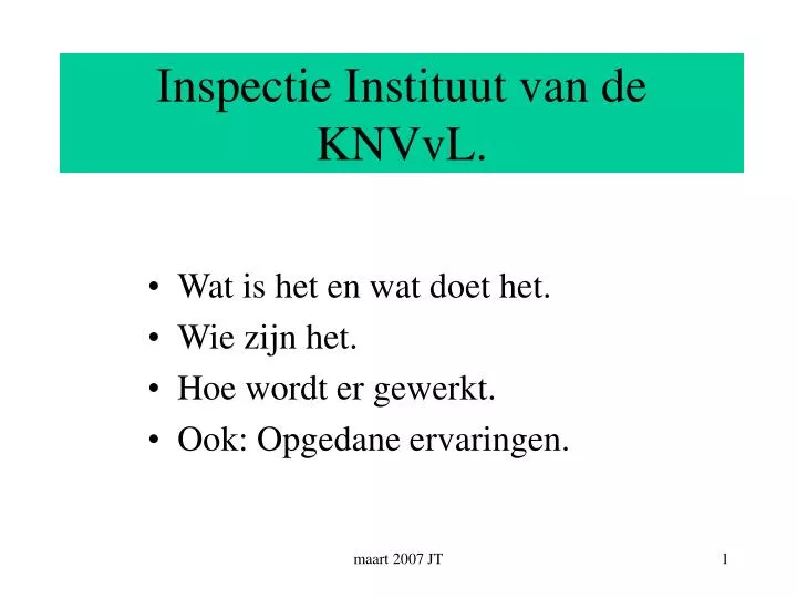 inspectie instituut van de knvvl