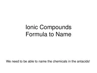 Ionic Compounds Formula to Name