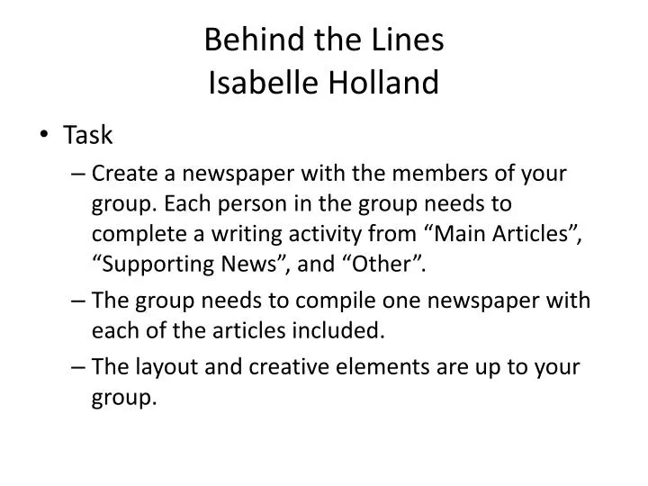 behind the lines isabelle holland