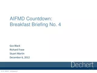 AIFMD Countdown: Breakfast Briefing No. 4