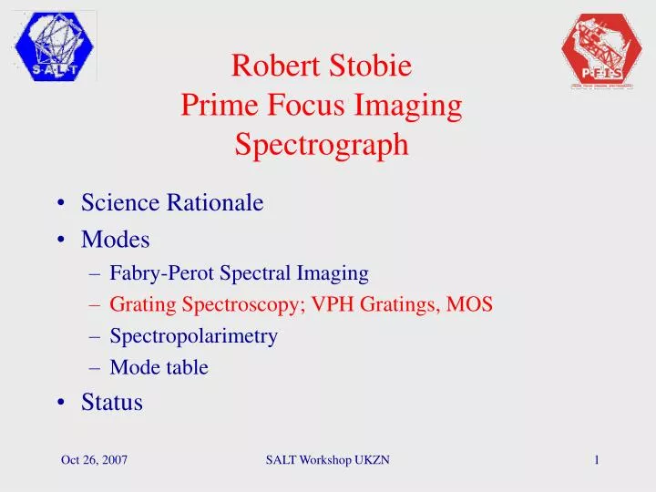 robert stobie prime focus imaging spectrograph
