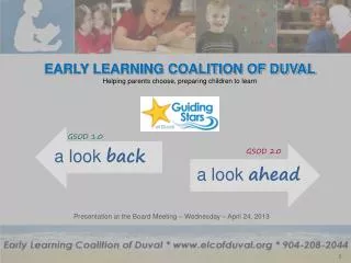 EARLY LEARNING COALITION OF DUVAL Helping parents choose, preparing children to learn