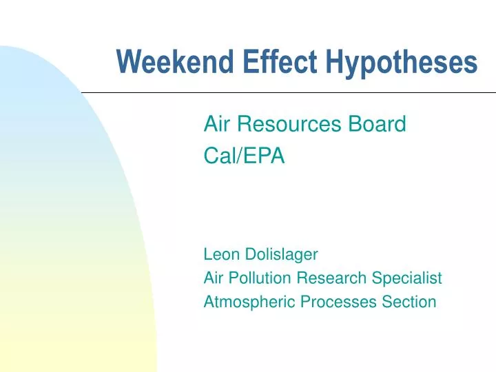 weekend effect hypotheses