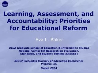 Learning, Assessment, and Accountability: Priorities for Educational Reform