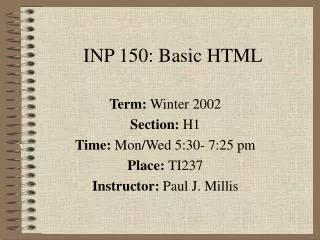 INP 150: Basic HTML