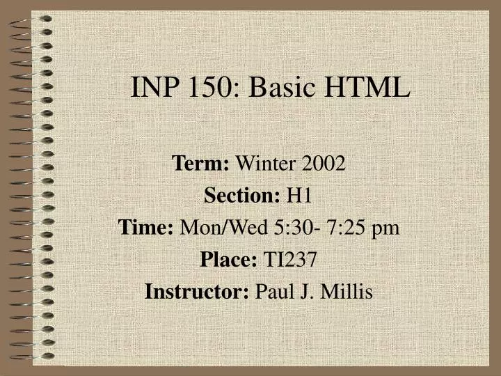 inp 150 basic html