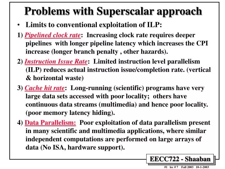 problems with superscalar approach