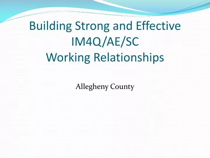 building strong and effective im4q ae sc working relationships
