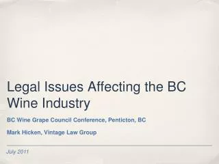 legal issues affecting the bc wine industry