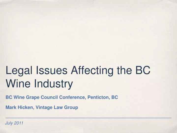 legal issues affecting the bc wine industry
