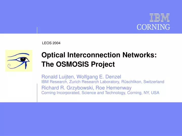 optical interconnection networks the osmosis project