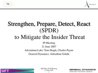 Strengthen, Prepare, Detect, React (SPDR) to Mitigate the Insider Threat