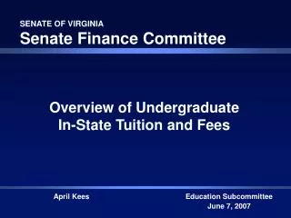 SENATE OF VIRGINIA Senate Finance Committee