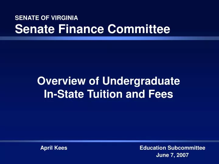 senate of virginia senate finance committee