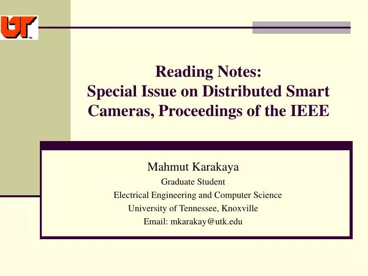 reading notes special issue on distributed smart cameras proceedings of the ieee