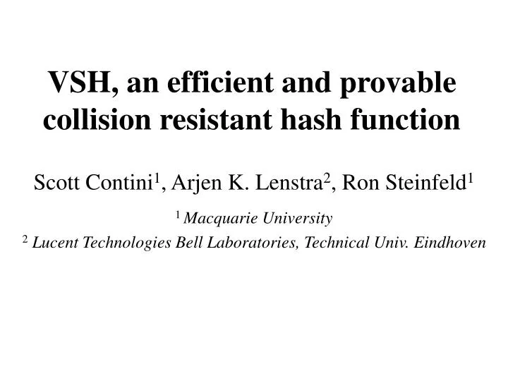 vsh an efficient and provable collision resistant hash function