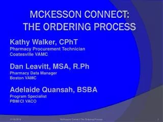 McKesson Connect: The Ordering Process