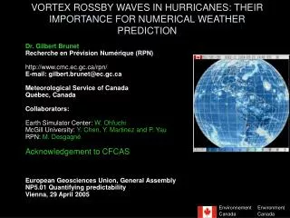 VORTEX ROSSBY WAVES IN HURRICANES: THEIR IMPORTANCE FOR NUMERICAL WEATHER PREDICTION