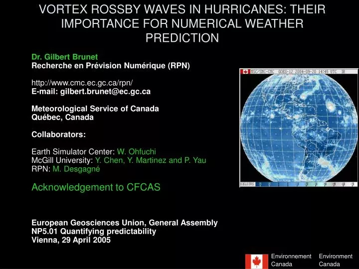 vortex rossby waves in hurricanes their importance for numerical weather prediction