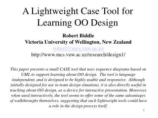 A Lightweight Case Tool for Learning OO Design