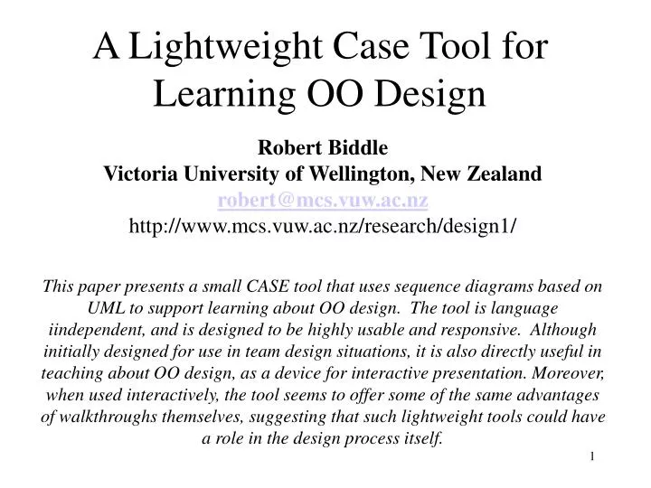 a lightweight case tool for learning oo design