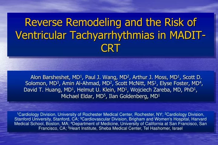 reverse remodeling and the risk of ventricular tachyarrhythmias in madit crt