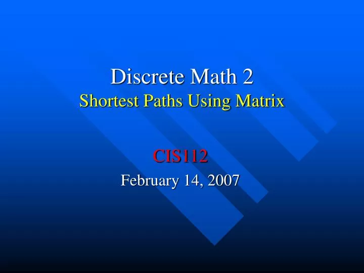 discrete math 2 shortest paths using matrix