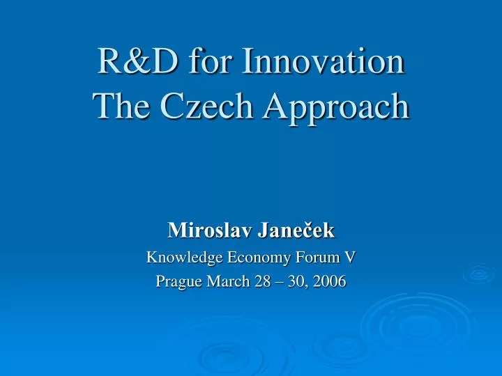 r d for innovation the czech approach